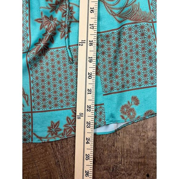 Current Air Anthropologie Blouse Long Sleeve V-Neck Women's S Teal Pleated NWT* - Picture 9 of 13